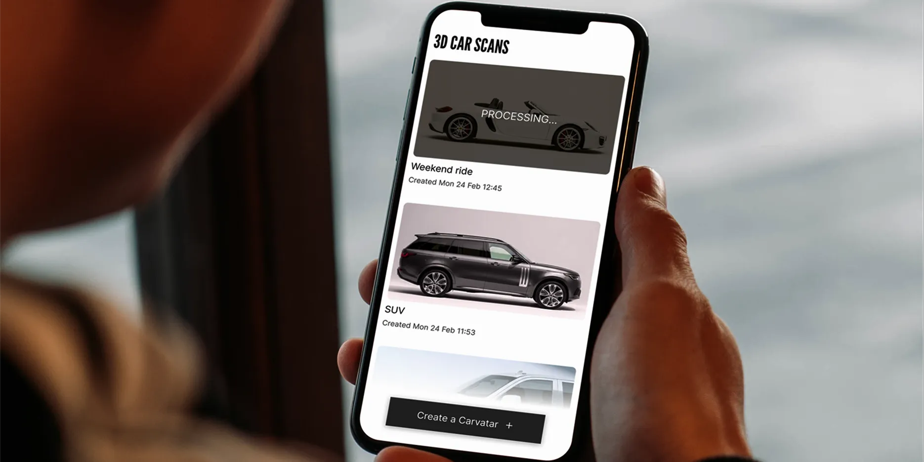 A car enthusiast using the Carvatar 3D scanning app
