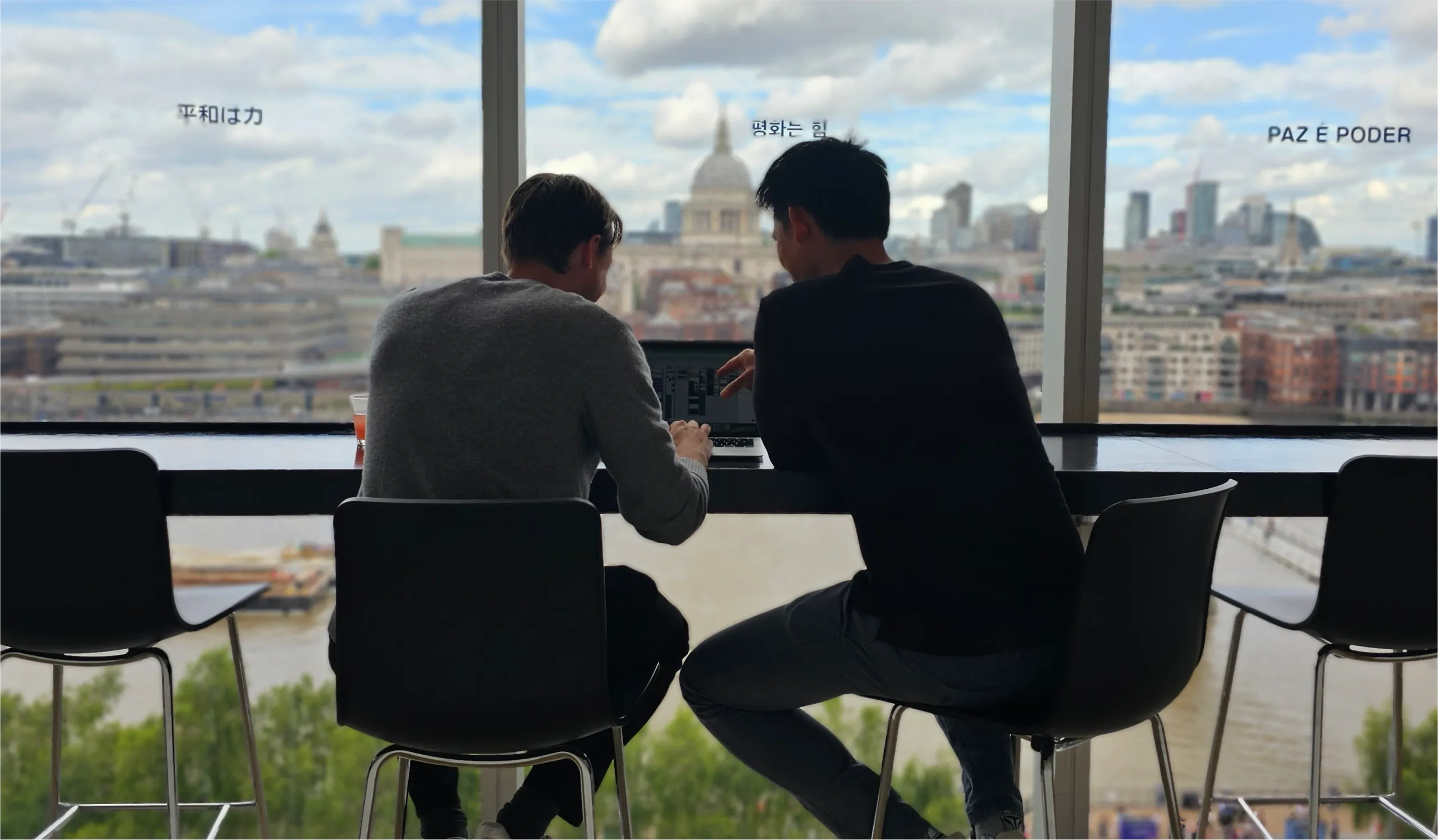 Toby and Mark, our designer and engineer, collaborating on a problem